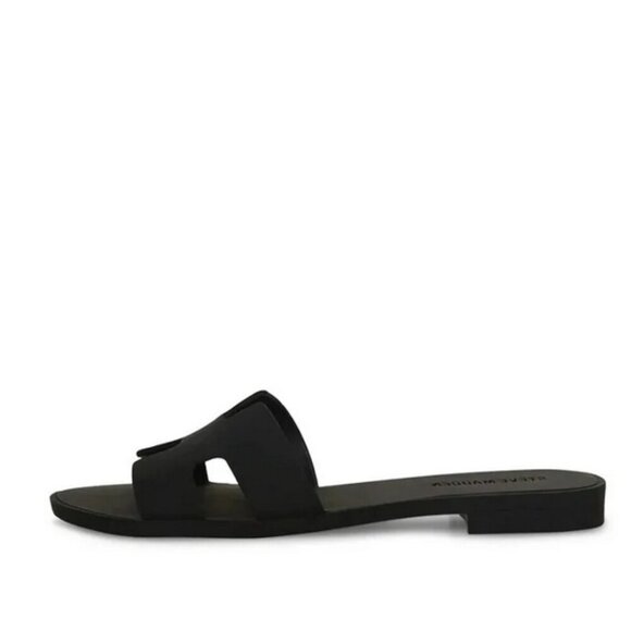 - Steve Madden Hadyn-J Black Leather Slip On Open Rounded Toe Fashion Flat… - Picture 4 of 7